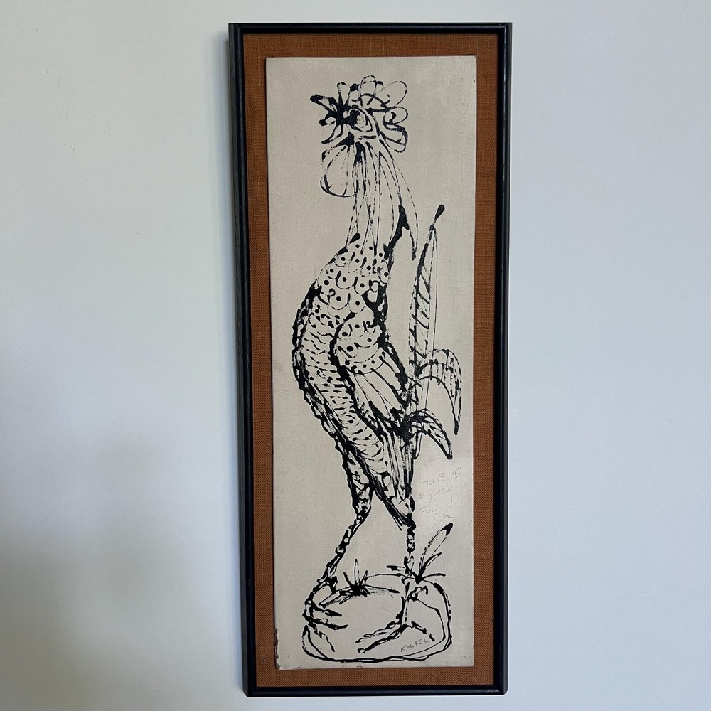 Original Painting of a Rooster in the style of Picasso signed